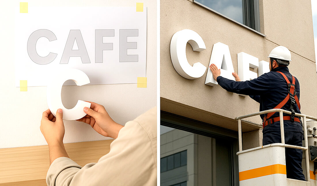 室内DIYと屋外職人施工を並べたまとめ画像