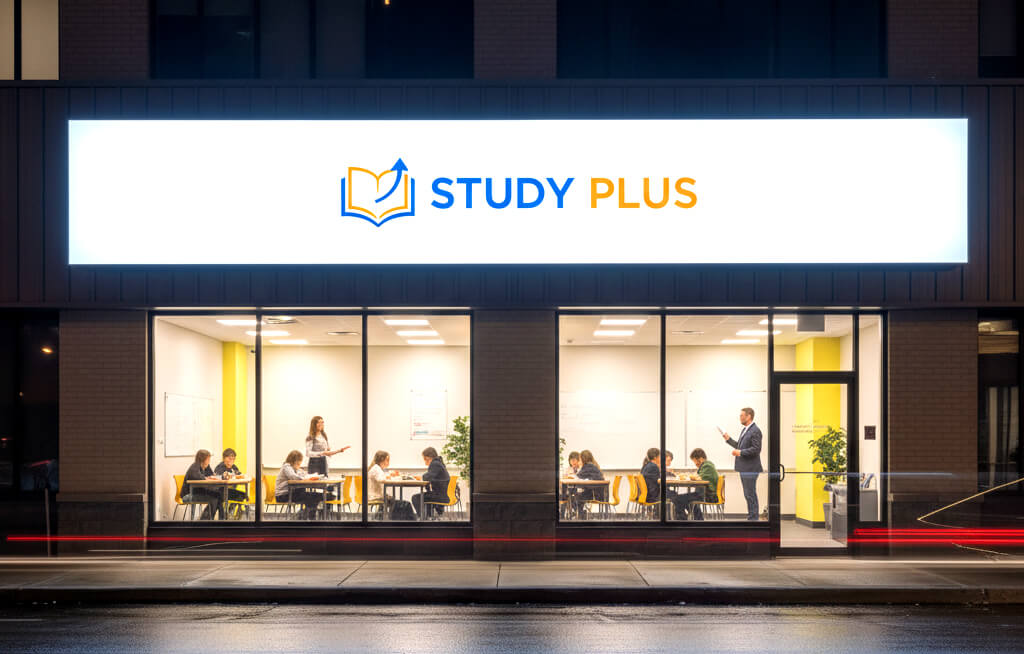 FFシートを使った内照式看板がムラなく光っている様子