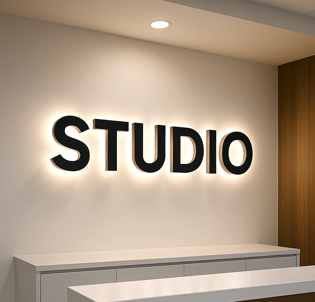 チャンネル文字をオフィス受付へ設置