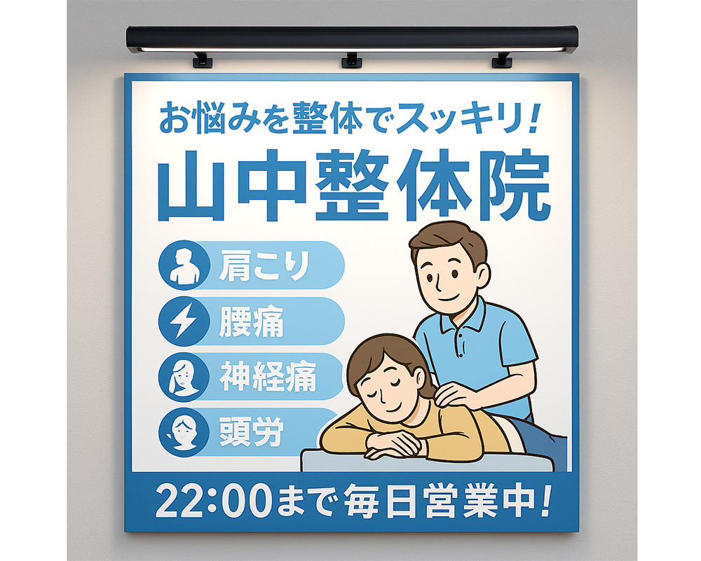 整体院の清潔感あるアルミ複合板壁面看板デザイン